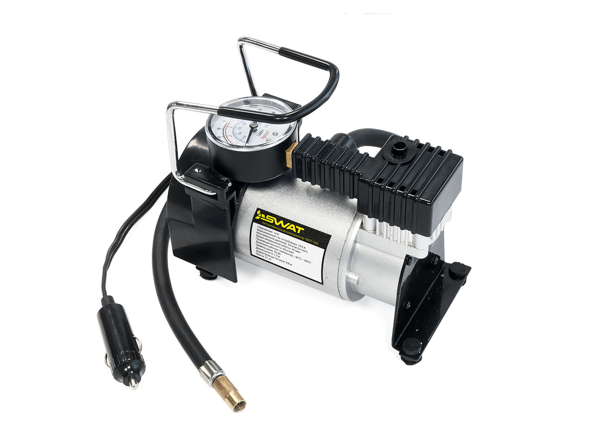 Автомобильные, велосипедные компрессоры.Помпы, насосы. Манометры Swat SWT-106