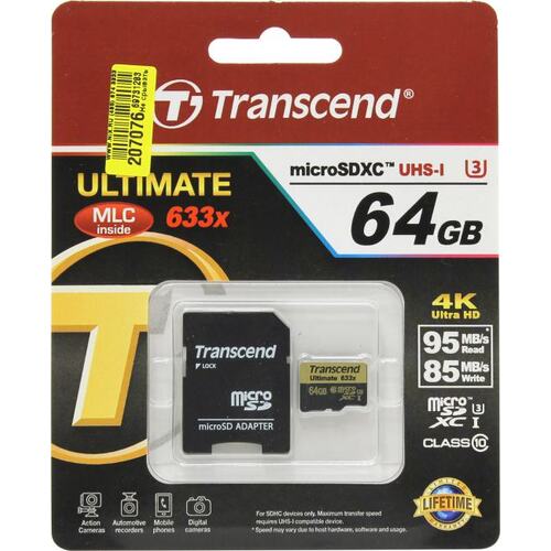 Карты памяти SD Transcend MicroSD 64Gb Ultimate