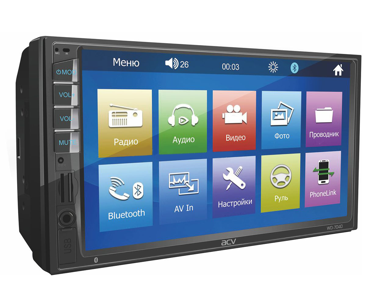 2-DIN Медиа-ресиверы со встроенным ЖК-экраном (без DVD) ACV WD-7040 