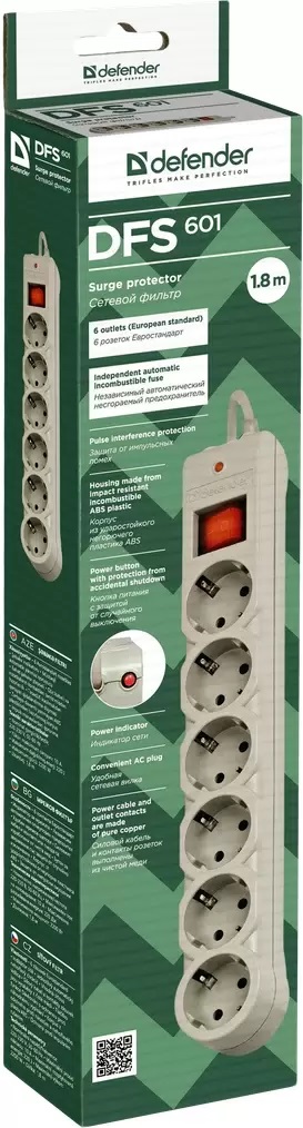 Сетевые фильтры, Удлинители Defender D99406