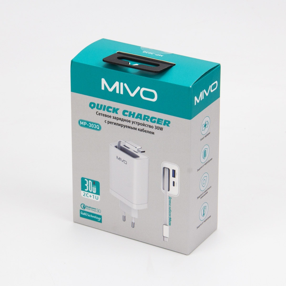 Зарядные устройства для смартфонов, Кабели Mivo MP-303Q черный 