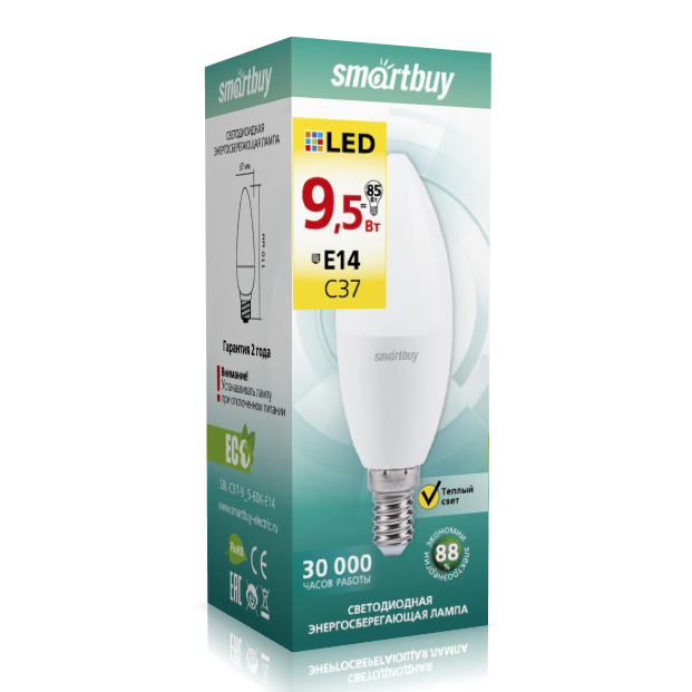 Лампа Smartbuy С37-12W/3000/E14 ( SBL-С37-12-30K-E14 )