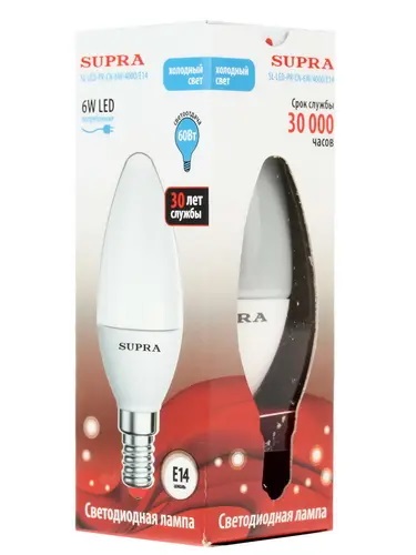 Лампы Supra SL-LED-PR-CN-6W/4000/E14