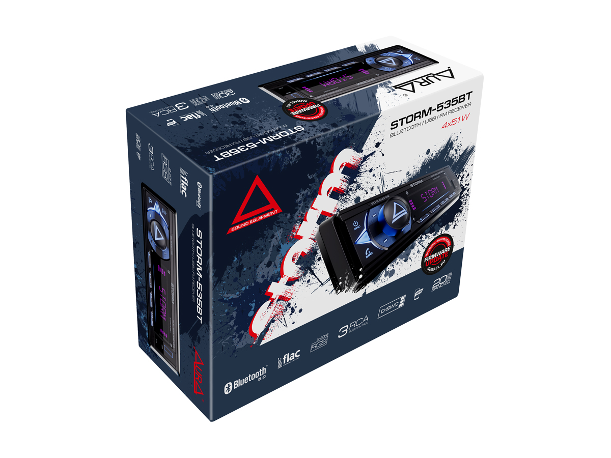 1-DIN USB/SD-ресиверы (без CD) AurA STORM-535BT 