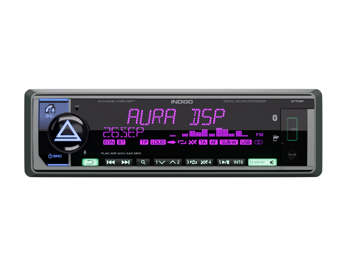 1-DIN USB/SD-ресиверы (без CD) AurA INDIGO-877DSP 