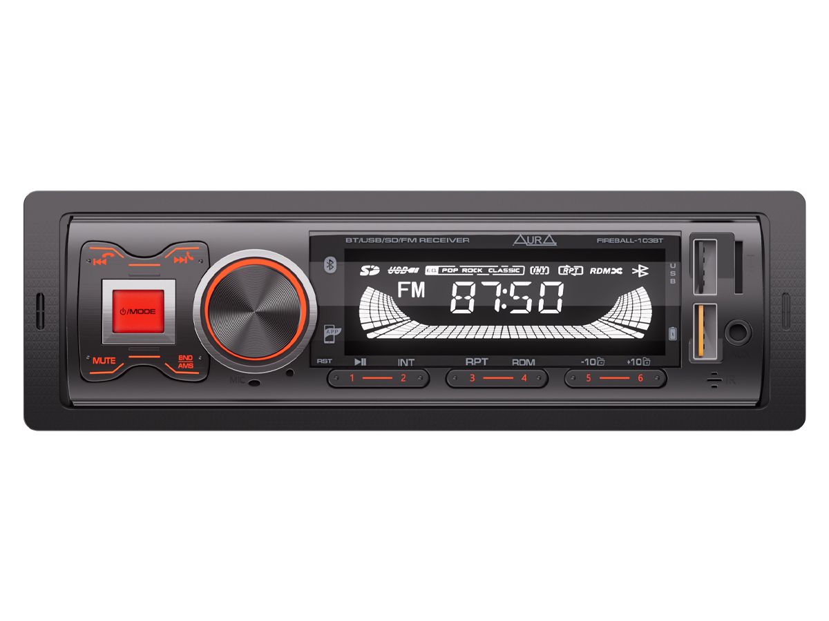 1-DIN USB/SD-ресиверы (без CD) AurA FIREBALL-103BT 