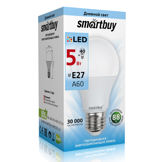 Лампа Smartbuy A60-05W/4000/E27 ( SBL-A60-05-4K-E27 )
