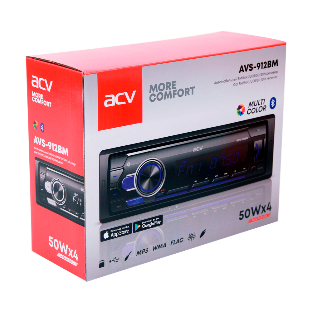 1-DIN USB/SD-ресиверы (без CD) ACV AVS-912BM 