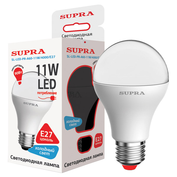 Лампы Supra SL-LED-PR-A60-11W/4000/E27