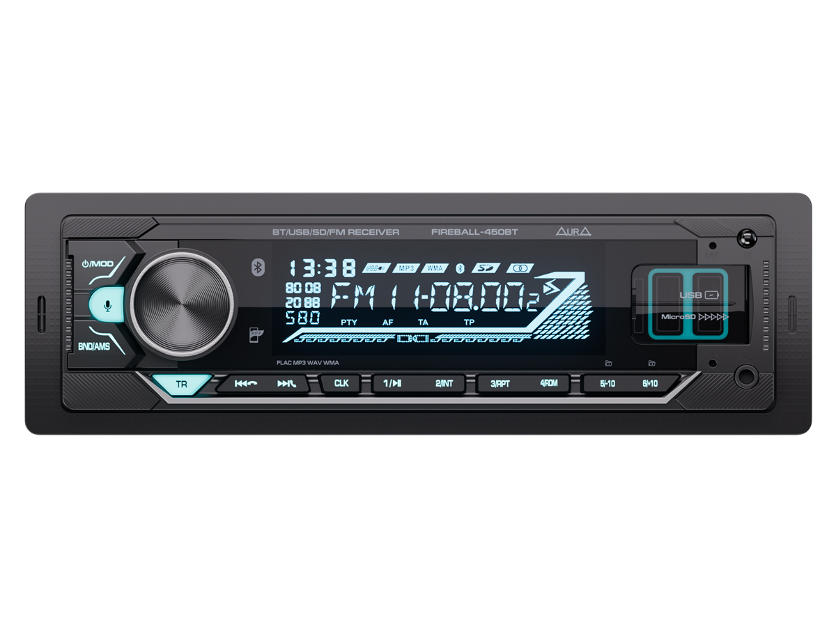 1-DIN USB/SD-ресиверы (без CD) AurA FIREBALL-450BT 