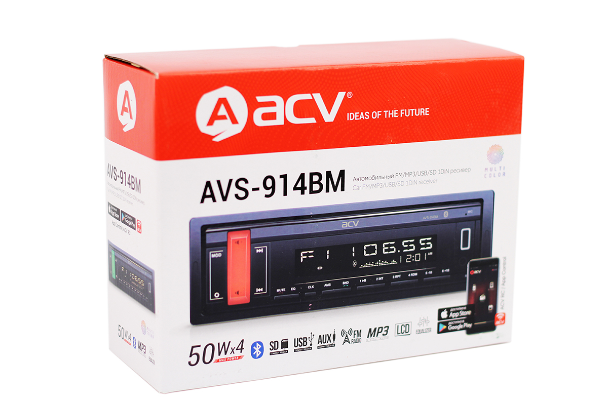 1-DIN USB/SD-ресиверы (без CD) ACV AVS-914BM 