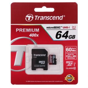 Карты памяти SD Transcend MicroSD 64Gb (SD adapter )