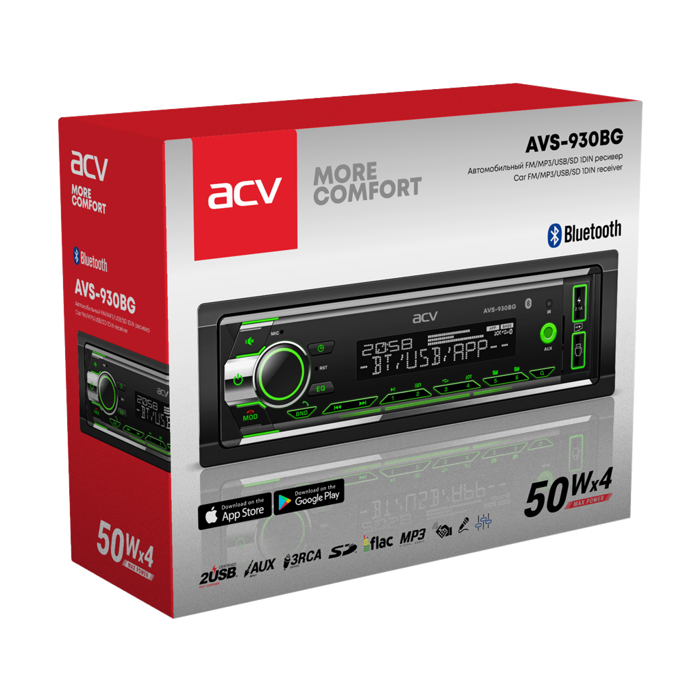 1-DIN USB/SD-ресиверы (без CD) ACV AVS-930BG 