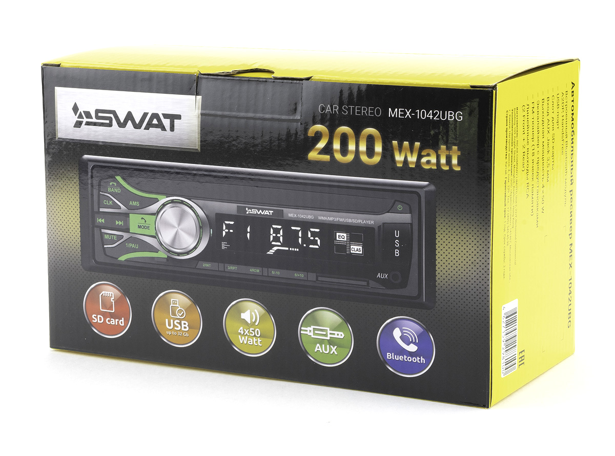 1-DIN USB/SD-ресиверы (без CD) Swat MEX-1042UBG 