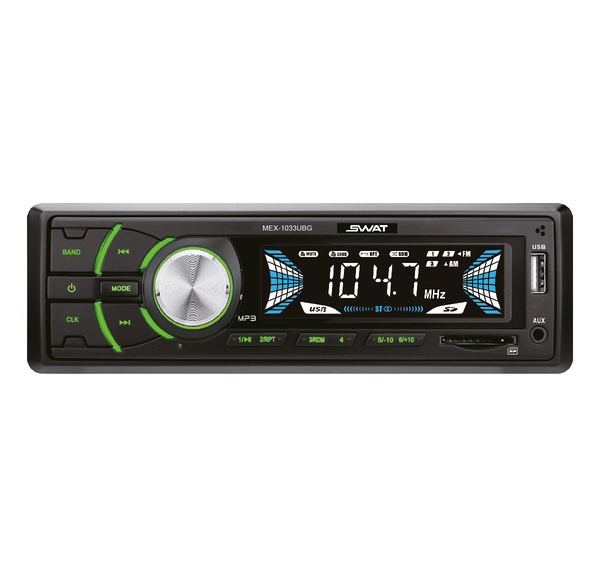 1-DIN USB/SD-ресиверы (без CD) Swat MEX-1033UBG 