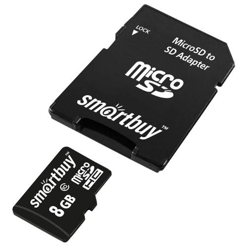 Карты памяти SD Smartbuy MicroSDHC 8Gb Class 10 (с адаптером SD)