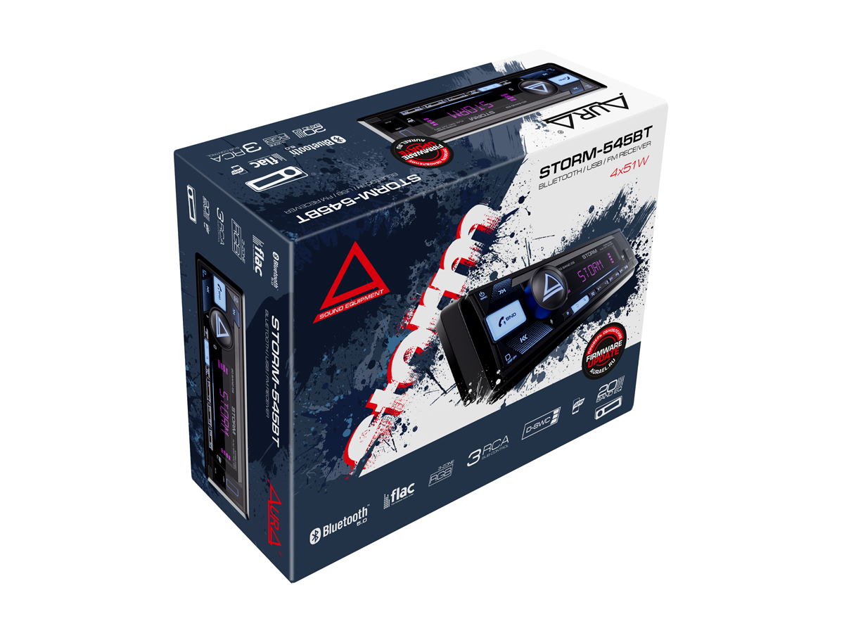 1-DIN USB/SD-ресиверы (без CD) AurA STORM-545BT 