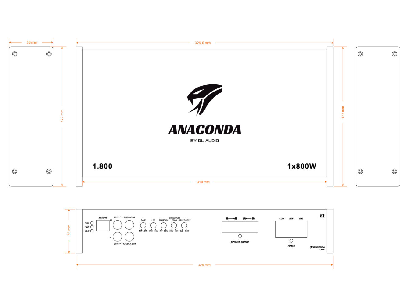 Одноканальные усилители DL Audio Anaconda 1.800 
