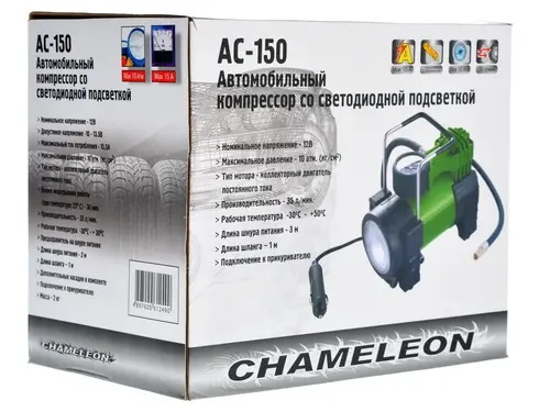 Автомобильные, велосипедные компрессоры.Помпы, насосы. Манометры Chameleon AC-150