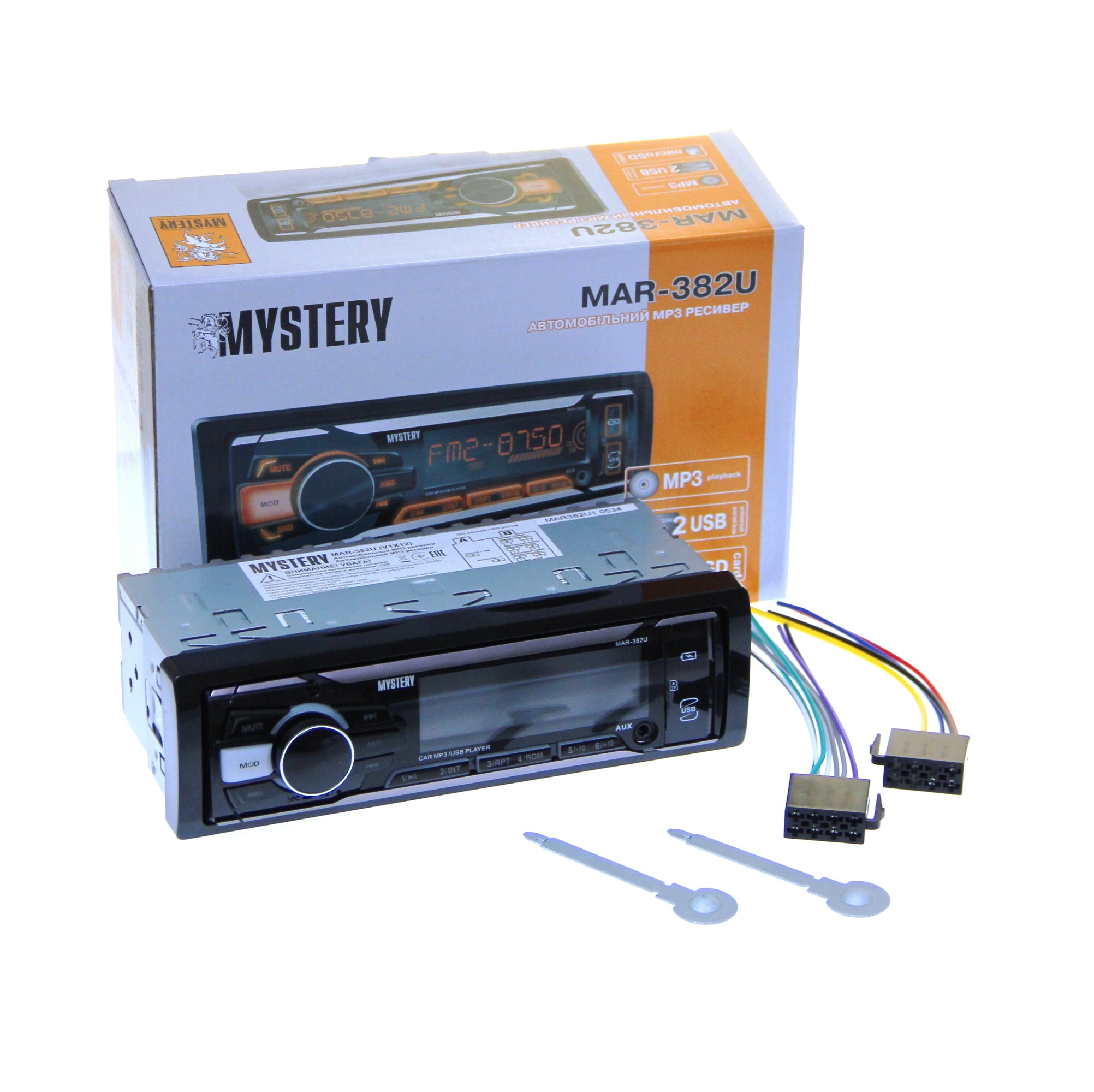 1-DIN USB/SD-ресиверы (без CD) Mystery MAR-382U 