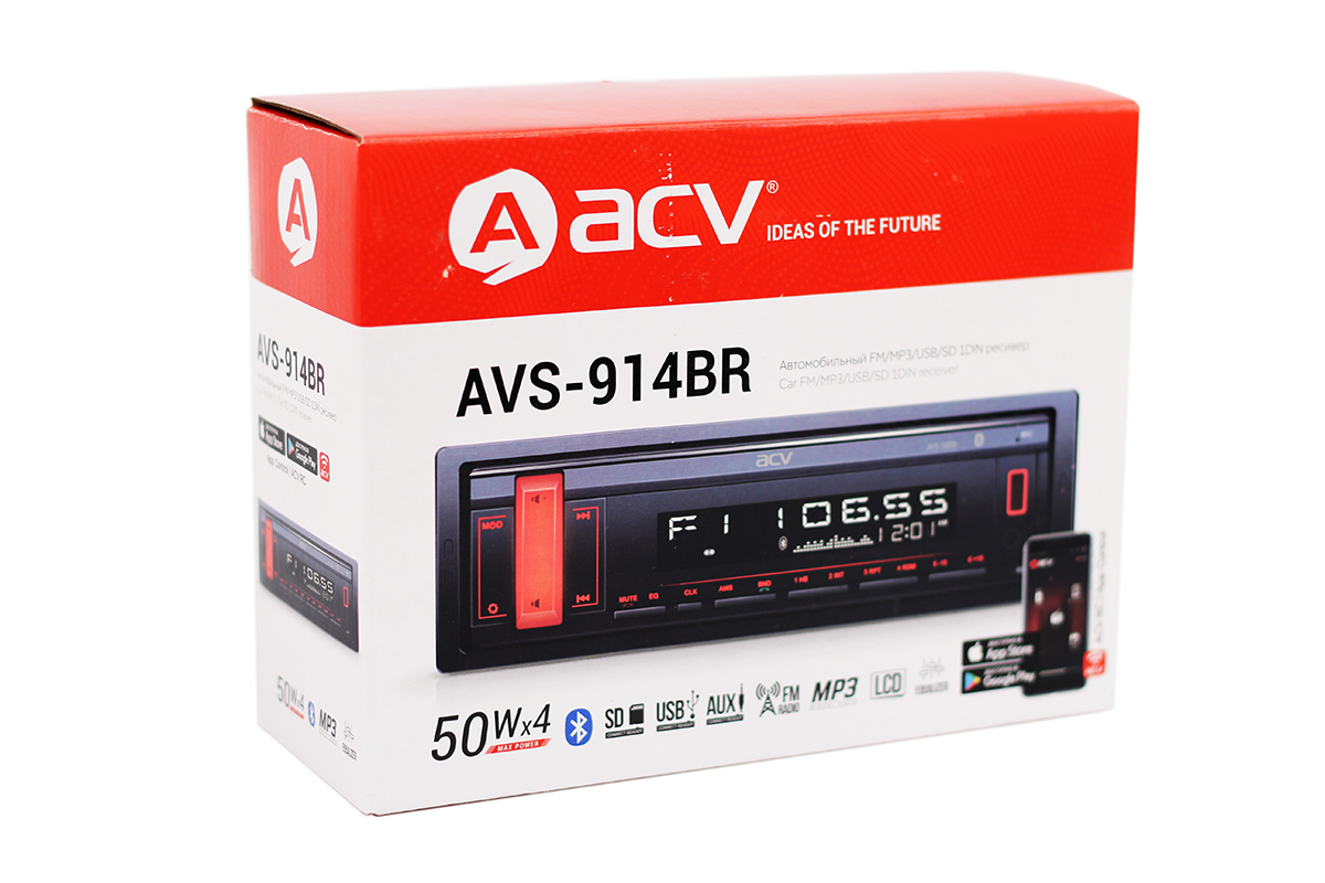 1-DIN USB/SD-ресиверы (без CD) ACV AVS-914BR 