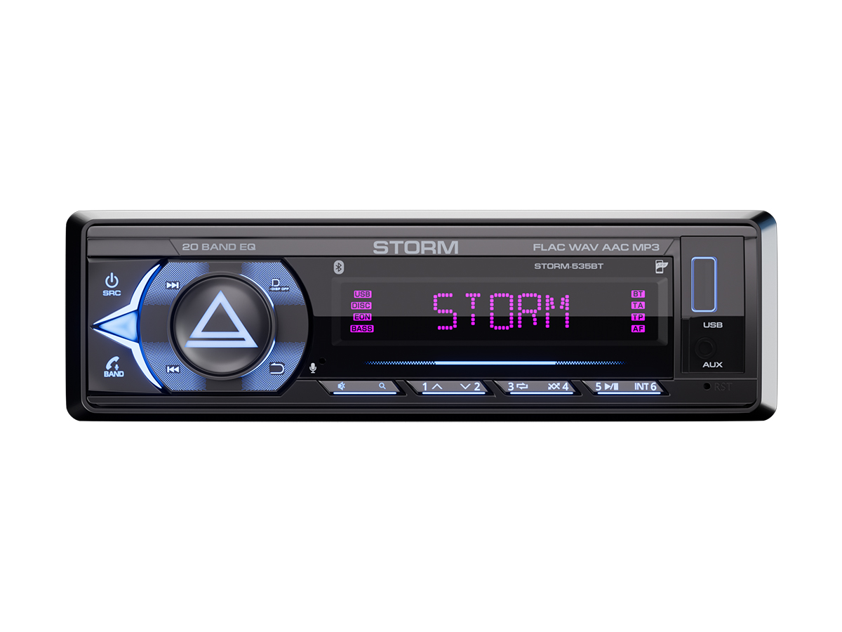 1-DIN USB/SD-ресиверы (без CD) AurA STORM-535BT 
