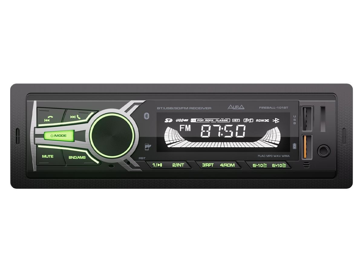 1-DIN USB/SD-ресиверы (без CD) AurA FIREBALL-101BT 