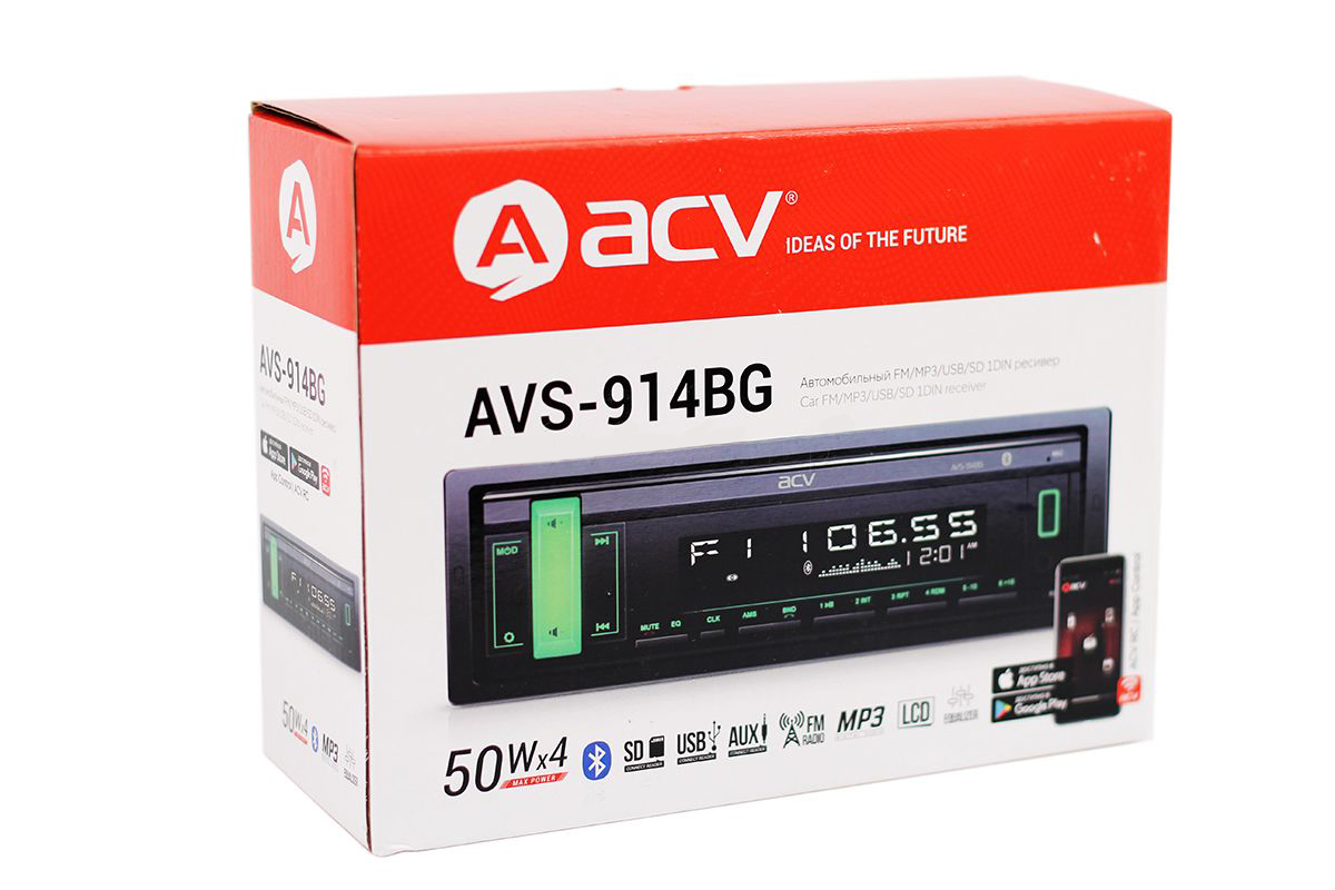 1-DIN USB/SD-ресиверы (без CD) ACV AVS-914BG 
