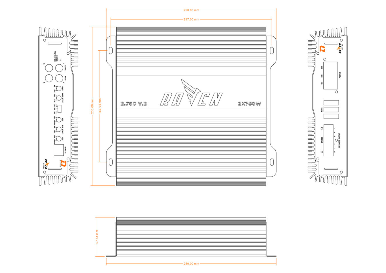 Двух и трехканальные усилители DL Audio Raven 2.750 