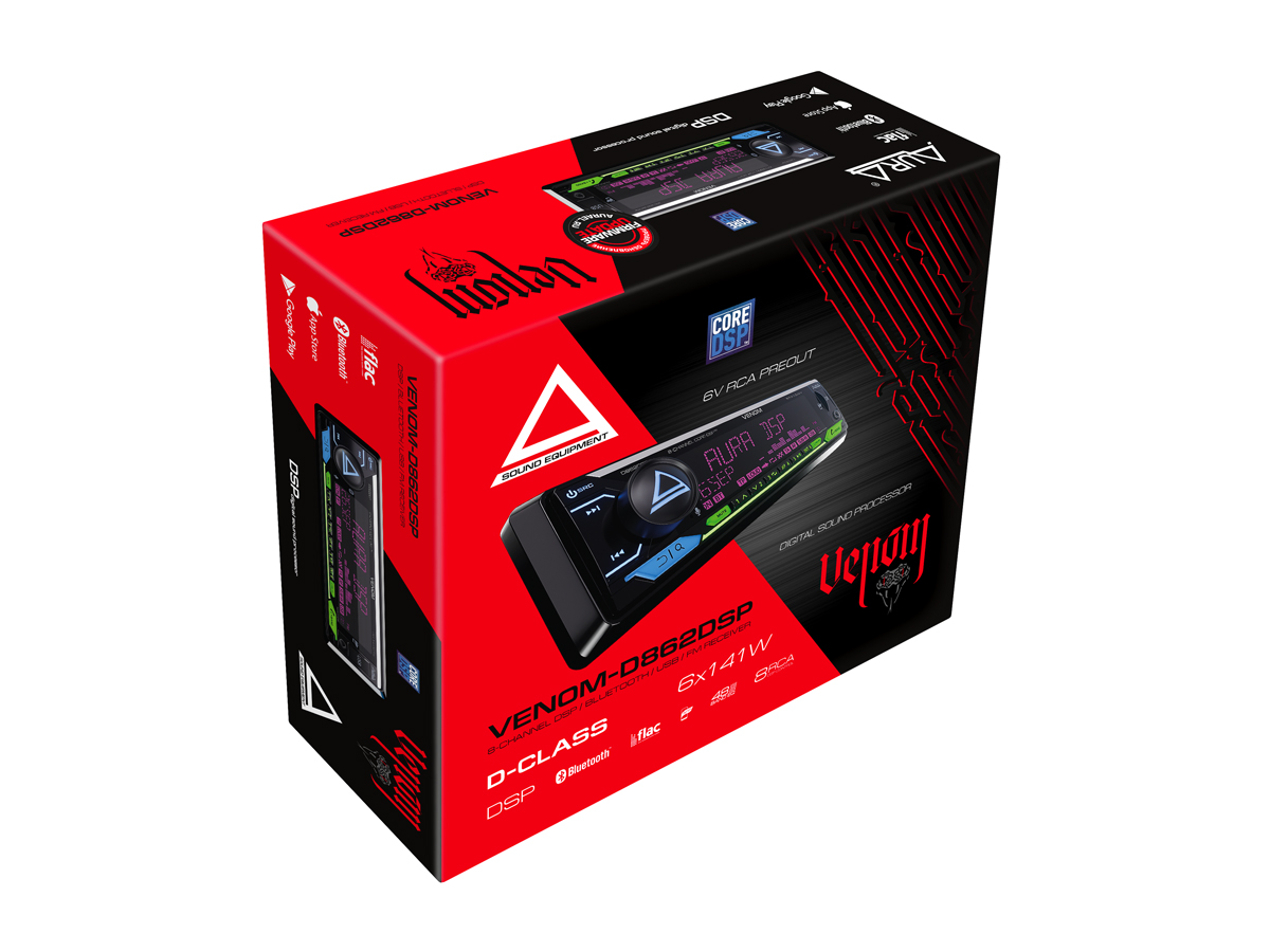 1-DIN USB/SD-ресиверы (без CD) AurA VENOM-D862DSP 