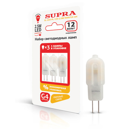 Лампы Supra SL-LED-12V-2,5W/3000/G4 set