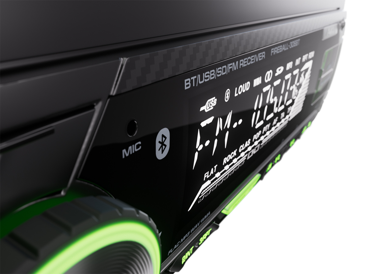 1-DIN USB/SD-ресиверы (без CD) AurA FIREBALL-306BT 