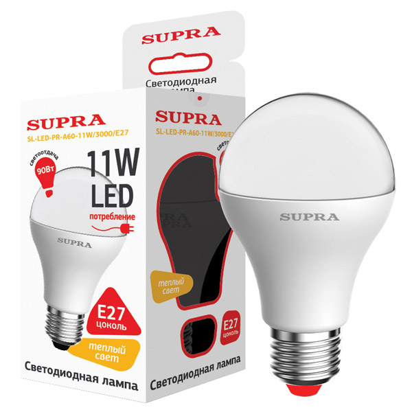 Лампы Supra SL-LED-PR-A60-11W/3000/E27