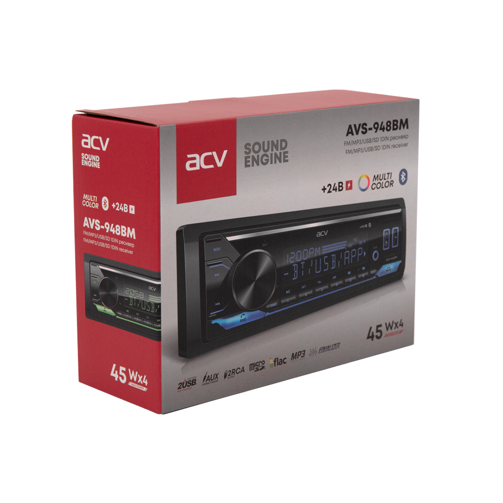 1-DIN USB/SD-ресиверы (без CD) ACV AVS-948BM 