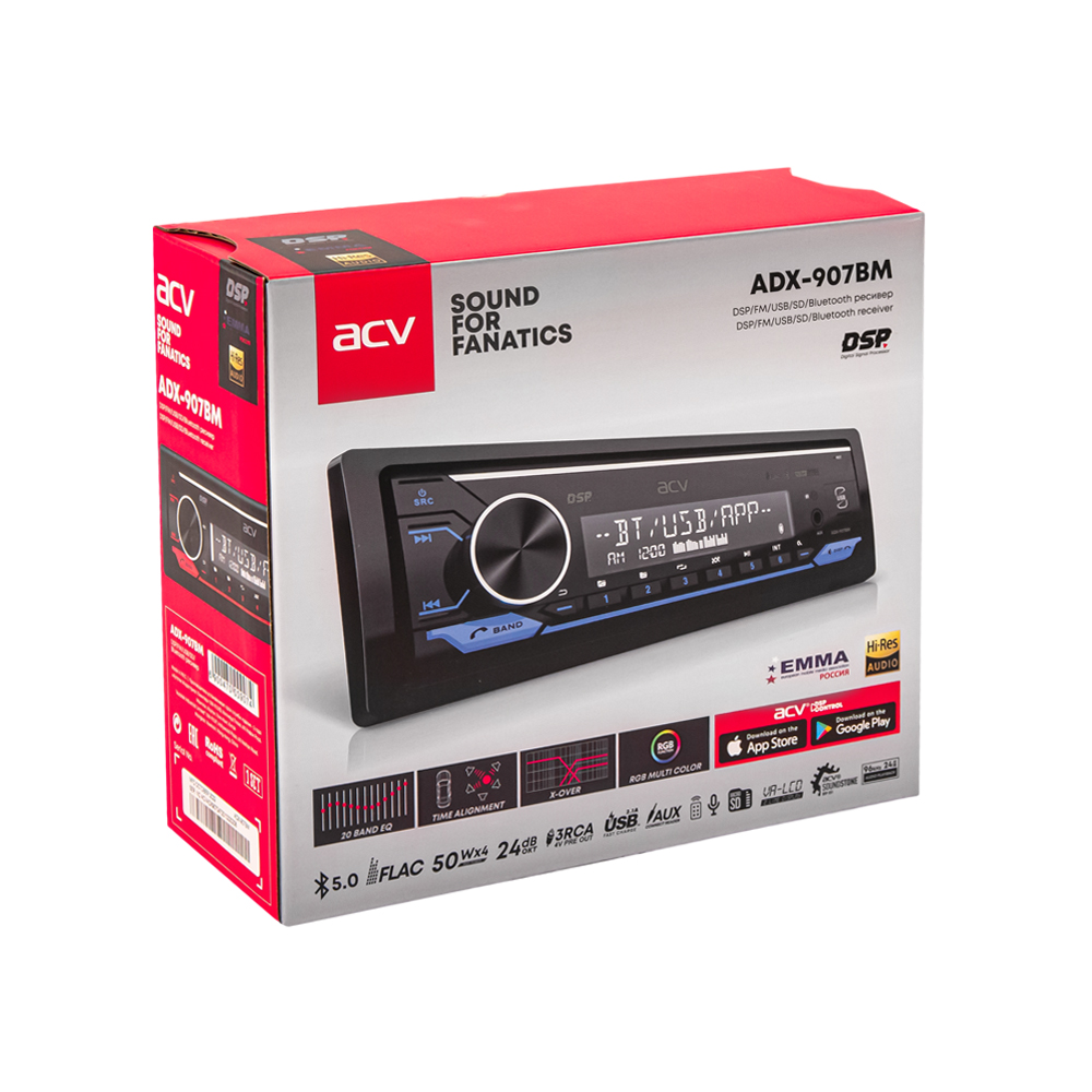 1-DIN USB/SD-ресиверы (без CD) ACV ADX-907BM DSP 