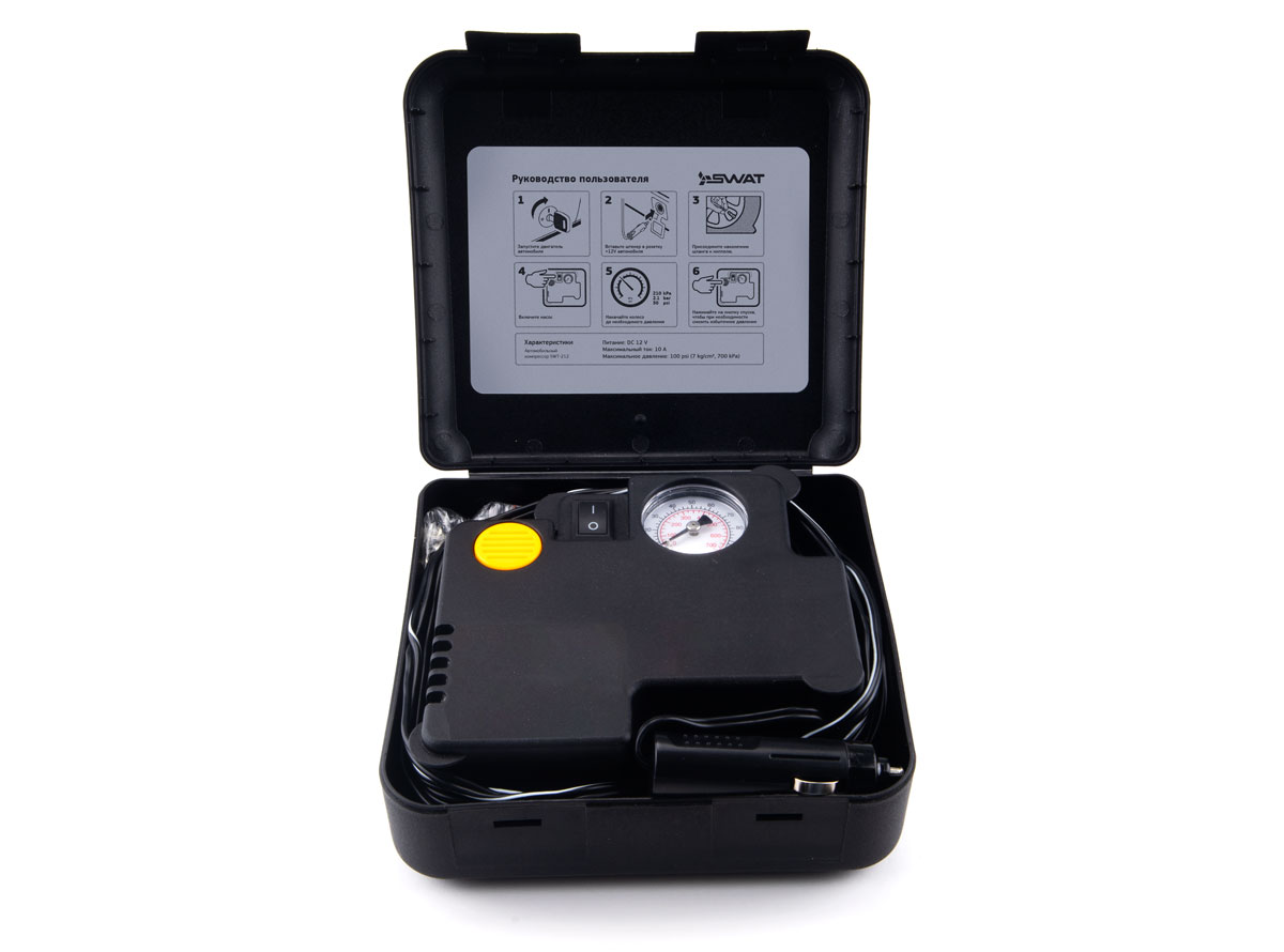 Автомобильные, велосипедные компрессоры.Помпы, насосы. Манометры Swat SWT-212
