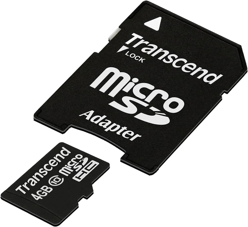 Карты памяти SD Transcend MicroSD 4Gb (SD adapter ) TS4GUSDHC10