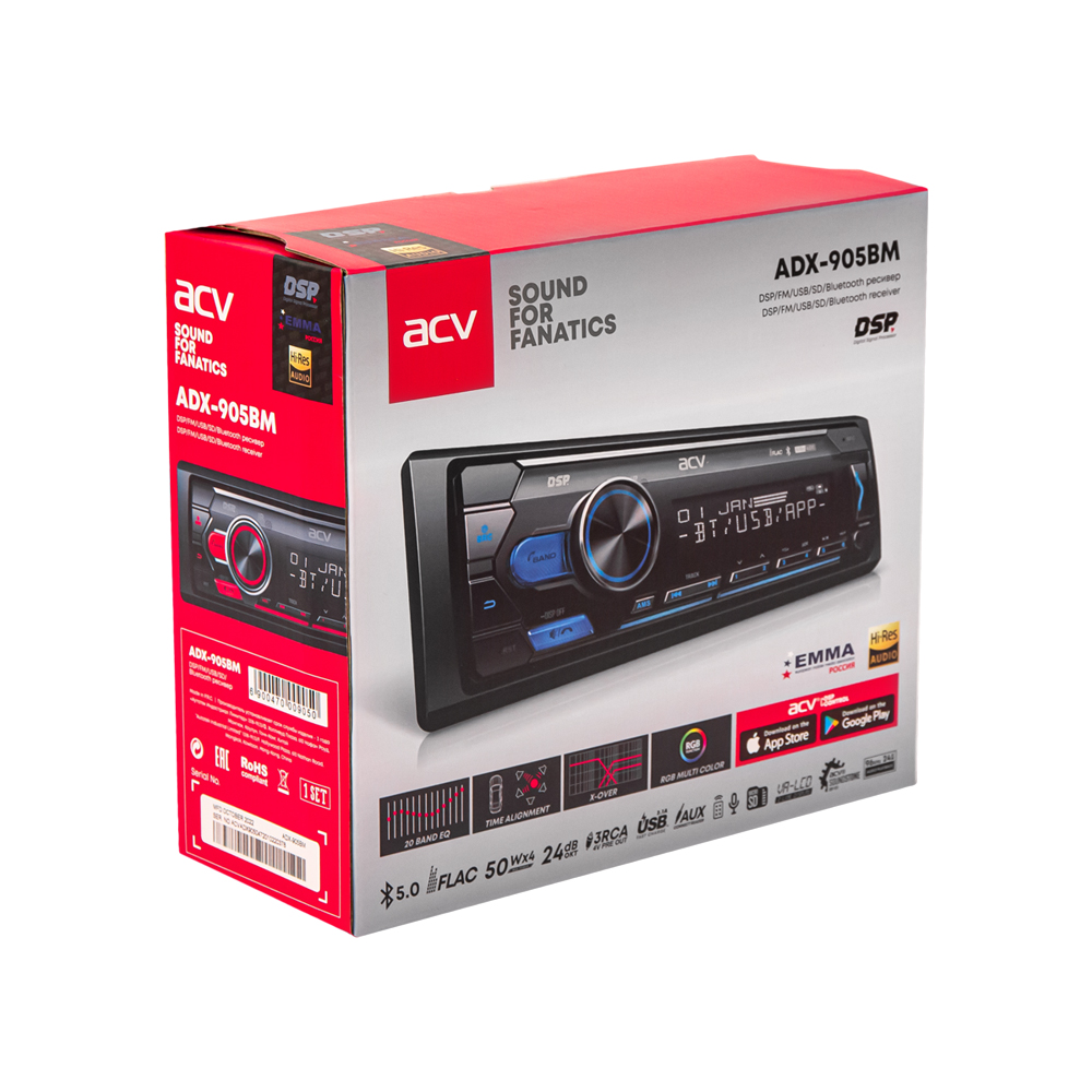 1-DIN USB/SD-ресиверы (без CD) ACV ADX-905BM DSP 