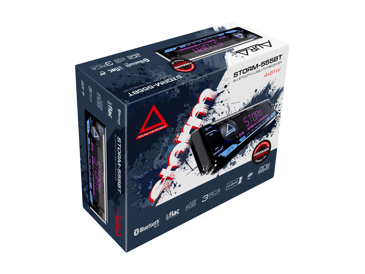 1-DIN USB/SD-ресиверы (без CD) AurA STORM-555BT 