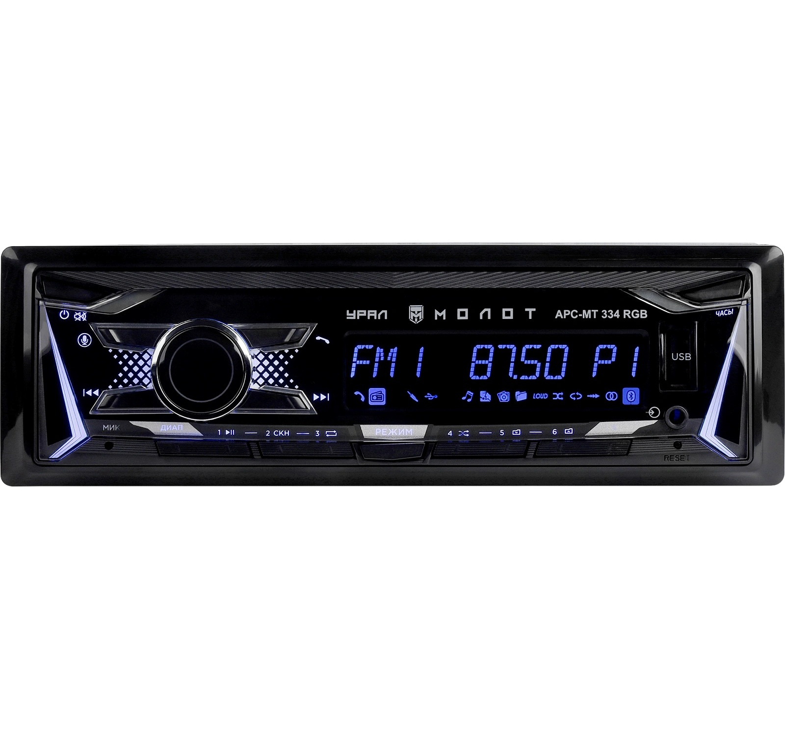 1-DIN USB/SD-ресиверы (без CD) Ural Урал МОЛОТ АРС-МТ 334RGB 