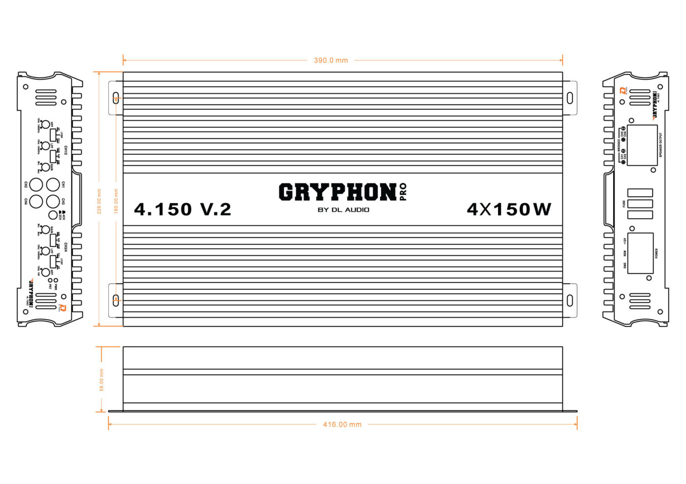 Четырёхканальные усилители DL Audio Gryphon Pro 4.150 V2 