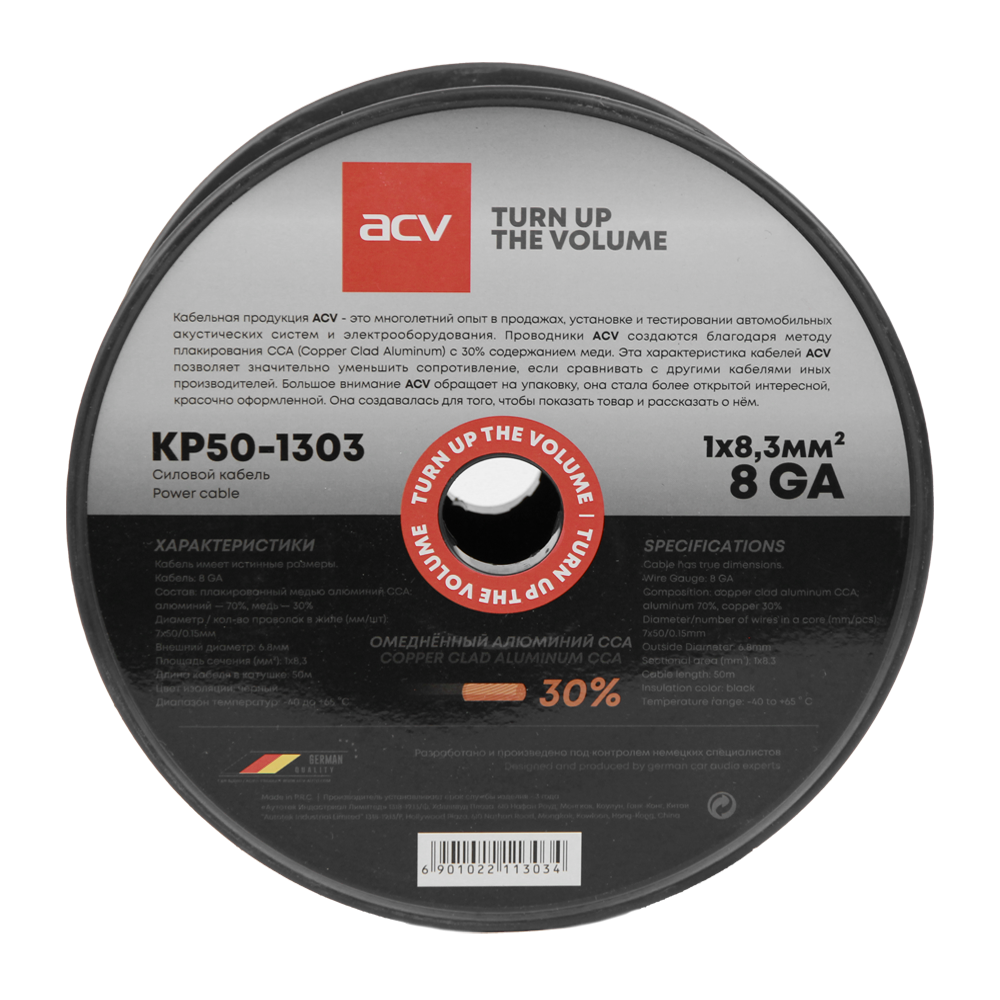 Кабели силовые, разъемы. Крепеж для кабеля. ACV KP50-1303 