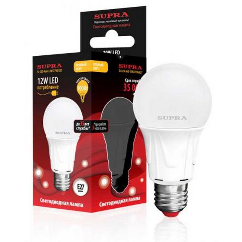 Лампы Supra SL-LED-A60-12W/2700/E27