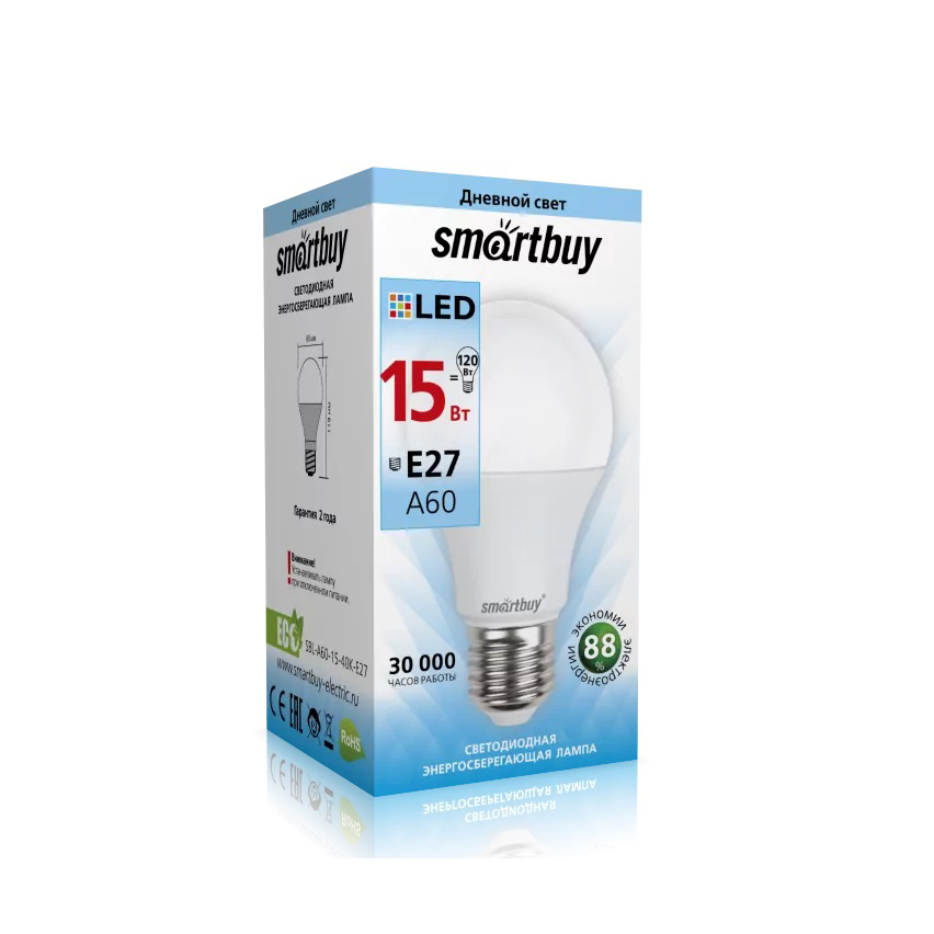 Лампа Smartbuy A60-15W/4000/E27 ( SBL-A60-15-4K-E27 )