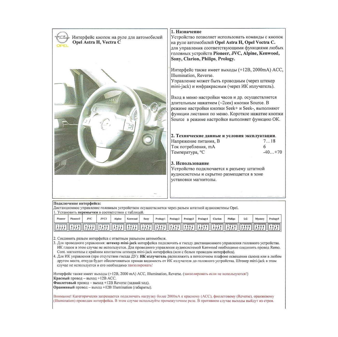 Интерфейсы кнопок на руле и дисплеев Wide Media OP-DIP 