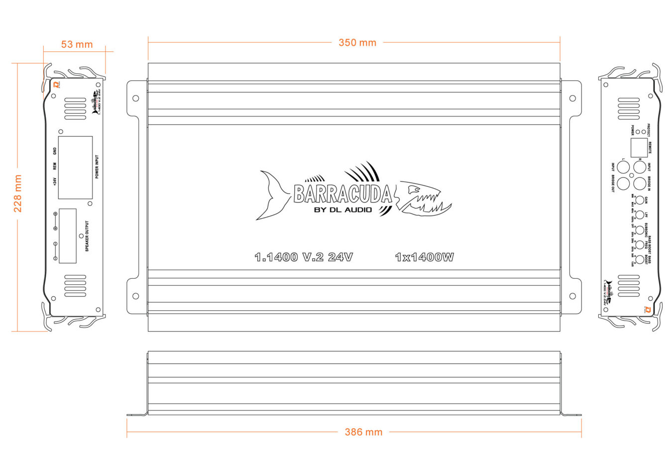 Одноканальные усилители DL Audio Barracuda 1.1400 V2 24V 