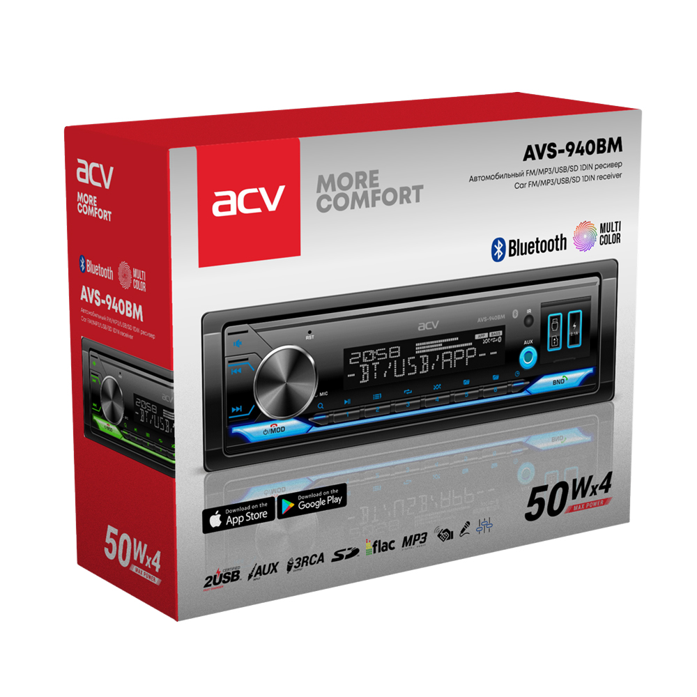 1-DIN USB/SD-ресиверы (без CD) ACV AVS-940BM 