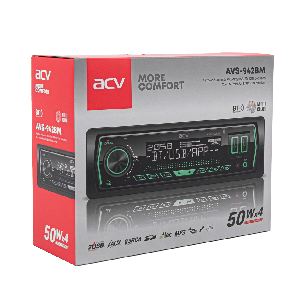 1-DIN USB/SD-ресиверы (без CD) ACV AVS-942BM 