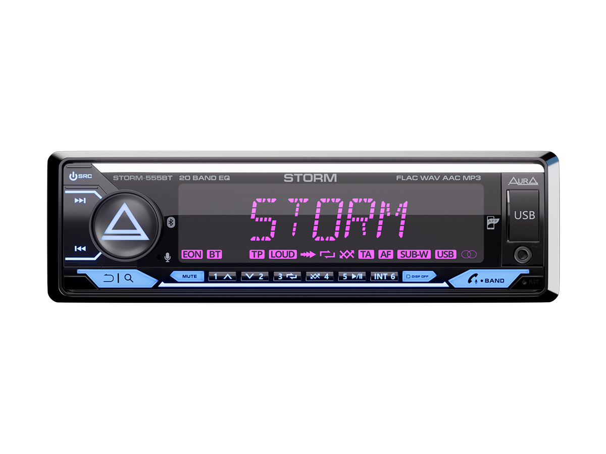 1-DIN USB/SD-ресиверы (без CD) AurA STORM-555BT 