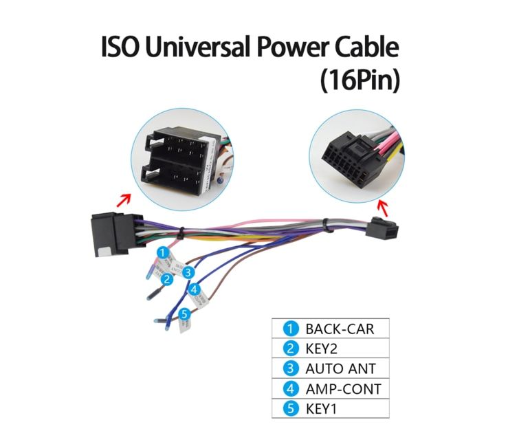Переходники ISO (16-pin) TEYES Провод питания 16 pin 